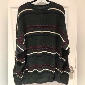XL green striped grandpa sweater